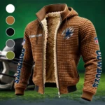 Blue Pride Fleece-Lined Hooded Jacket, Rapid-Dry Fleece-Lined Hoody HVN1438DC - brown