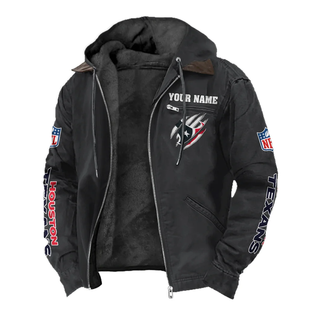 Texan Crew Flannel Hoodie, Athletic Lifestyle Fan Hoodie HVN1438HT - Black - Image 2