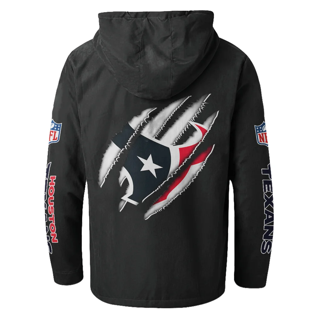 Texan Crew Flannel Hoodie, Athletic Lifestyle Fan Hoodie HVN1438HT - Black - Image 3