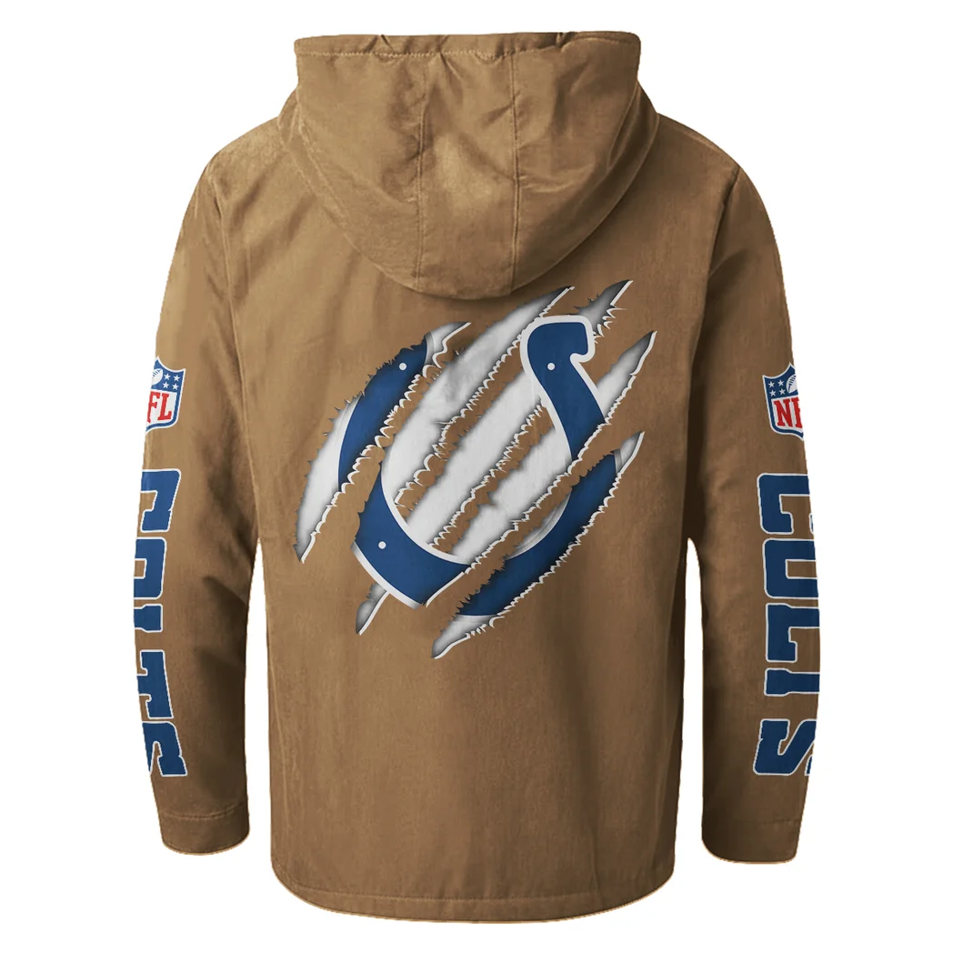 Horse Army Flannel Hoodie, Classic Flannel Sport Hoodie HVN1438IC - Camel - Image 3