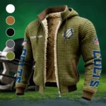 Horse Army Fleece-Lined Hooded Jacket, Storm-Ready Fleece-Lined Coat HVN1438IC - Green