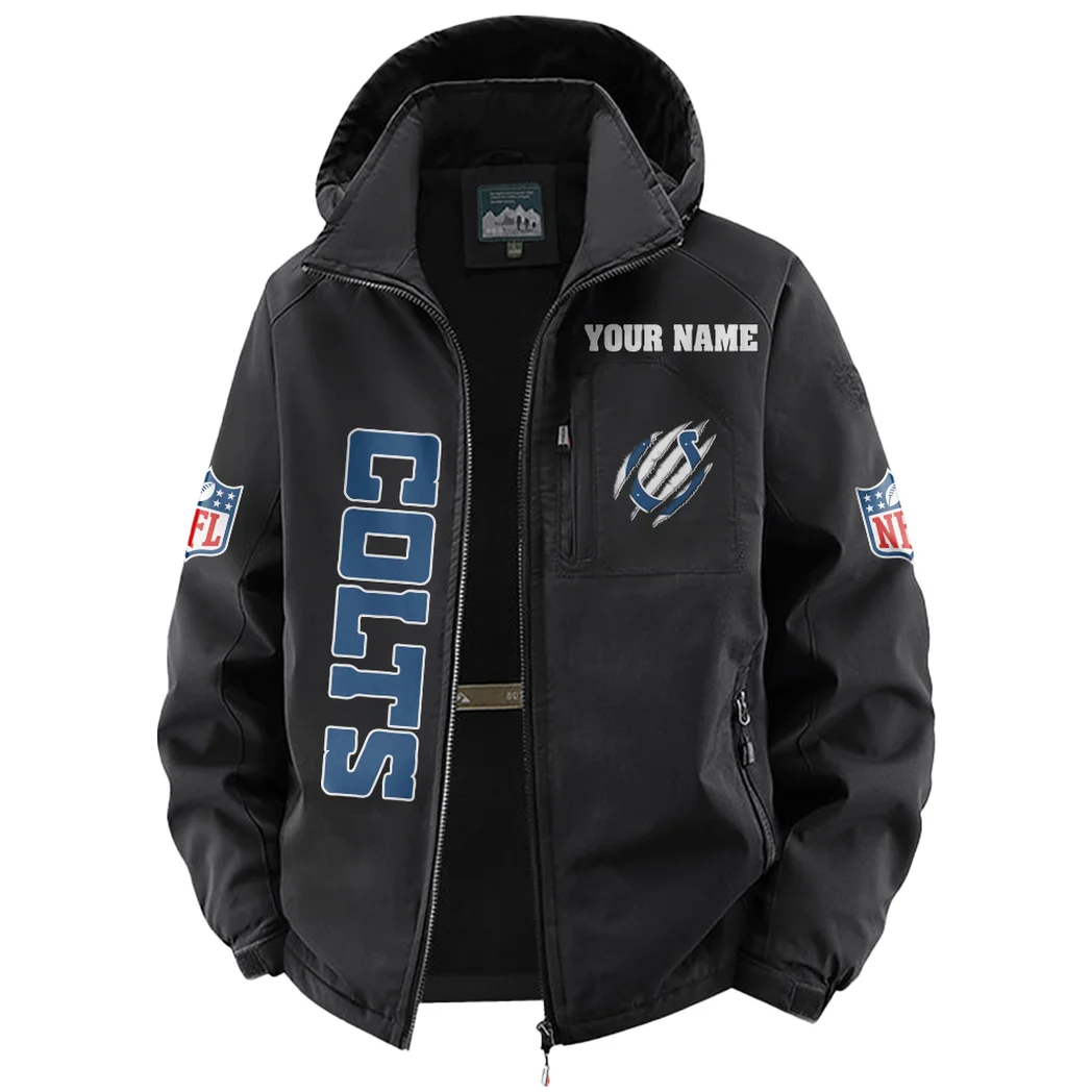 Horse Army Fleece Windbreaker Jacket, Multi-Sport Weather Jacket HVN1438IC - Black - Image 2
