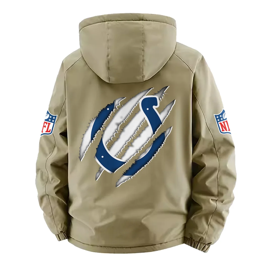 Horse Army Fleece Windbreaker Jacket, Multi-Sport Weather Jacket HVN1438IC - Khaki - Image 4