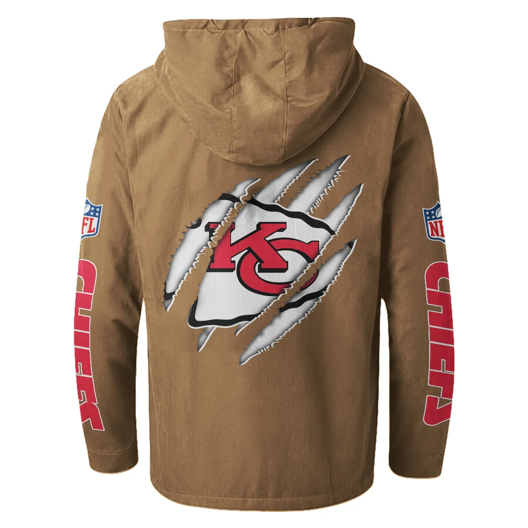 Match Day Squad Flannel Hoodie, Bold Supporter Flannel Hoodie HVN1438KC - Camel - Image 3