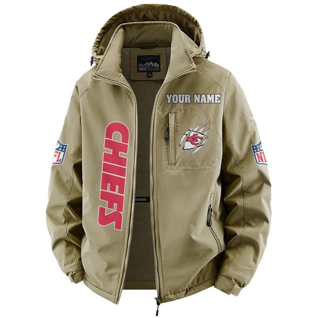 Match Day Squad Fleece Windbreaker Jacket, Cold-Air Cycling Shell HVN1438KC - Khaki - Image 2