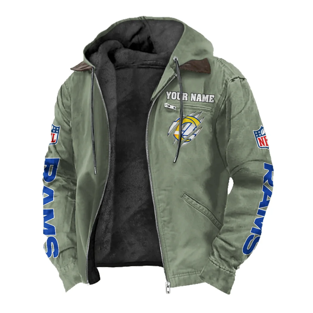 Football Ram Crew Flannel Hoodie, True Fan Hooded Flannel HVN1438LA - Light Green - Image 2