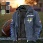 Football Ram Crew Flannel Hoodie, True Fan Hooded Flannel HVN1438LA - Navy Blue