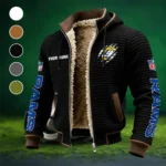 Football Ram Crew Fleece-Lined Hooded Jacket, Water-Resistant Thermal Hoody HVN1438LA - Black