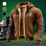 Football Ram Crew Fleece-Lined Hooded Jacket, Water-Resistant Thermal Hoody HVN1438LA - brown