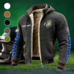 Football Ram Crew Fleece-Lined Hooded Jacket, Water-Resistant Thermal Hoody HVN1438LA - Grey