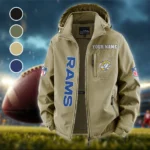 Football Ram Crew Fleece Windbreaker Jacket, Expedition Wind Fleece HVN1438LA - Khaki