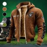 Black Blades Fleece-Lined Hooded Jacket, Deep Winter Insulated Hoody HVN1438LV - brown