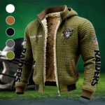 Black Blades Fleece-Lined Hooded Jacket, Deep Winter Insulated Hoody HVN1438LV - Green