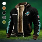 Match Day Dolphins Fleece-Lined Hooded Jacket, Cold-Snap Defense Jacket HVN1438MD - Black