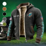 Match Day Dolphins Fleece-Lined Hooded Jacket, Cold-Snap Defense Jacket HVN1438MD - Grey