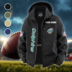 Match Day Dolphins Fleece Windbreaker Jacket, Outdoor Activity Defense HVN1438MD - Black