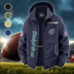 Match Day Dolphins Fleece Windbreaker Jacket, Outdoor Activity Defense HVN1438MD - Navy