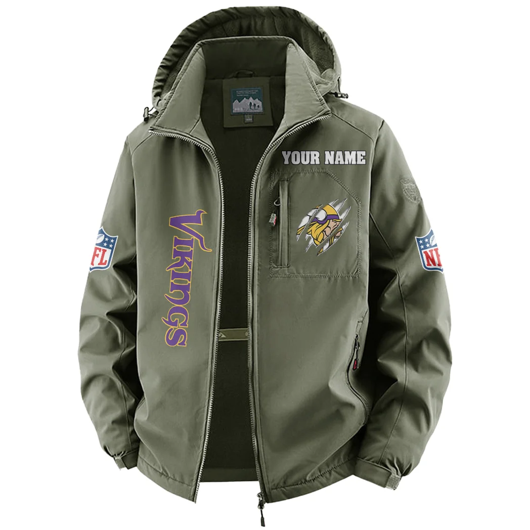 Viking Crew Fleece Windbreaker Jacket, Cozy Fleece-Lined Windbreaker HVN1438MV - Green - Image 2