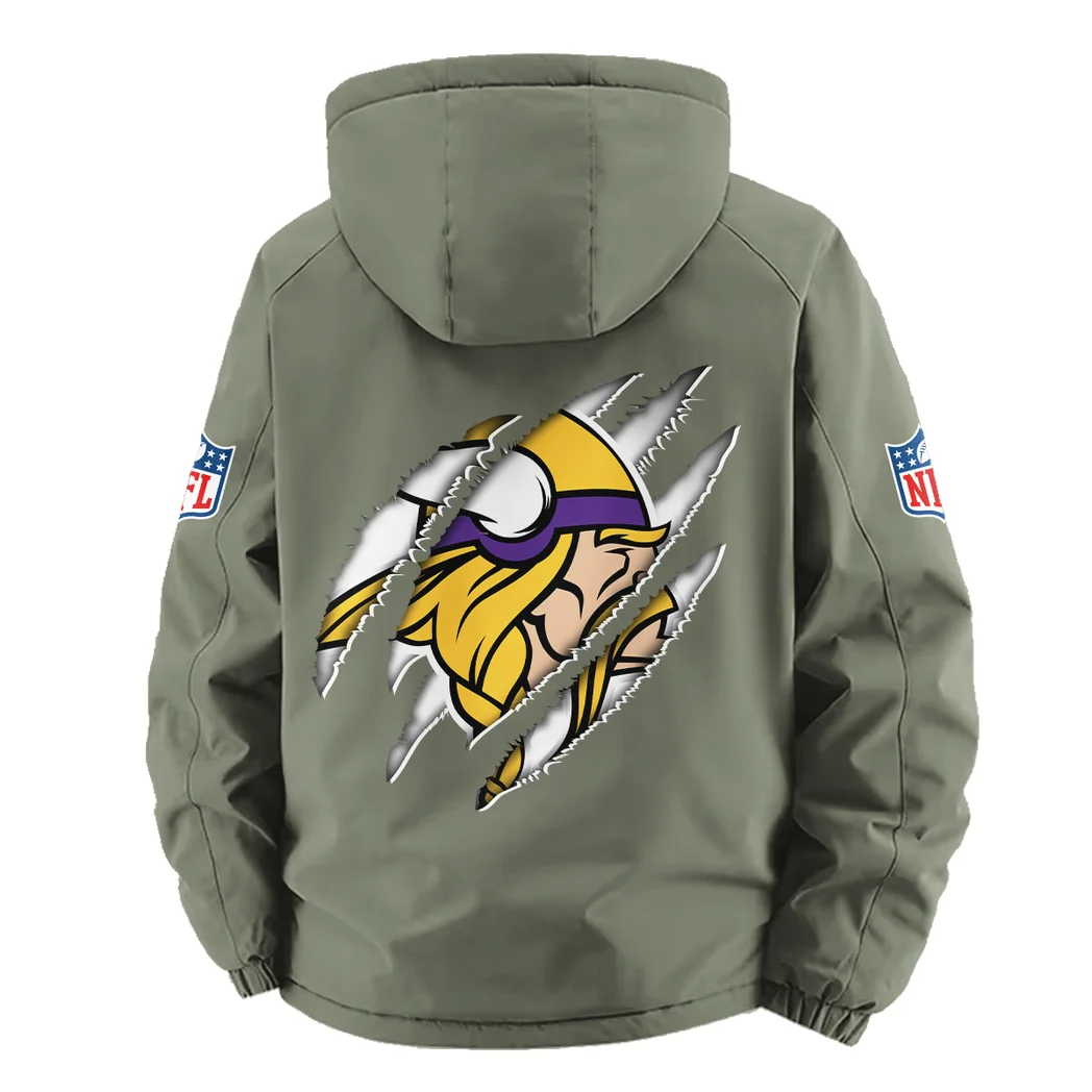 Viking Crew Fleece Windbreaker Jacket, Cozy Fleece-Lined Windbreaker HVN1438MV - Green - Image 4