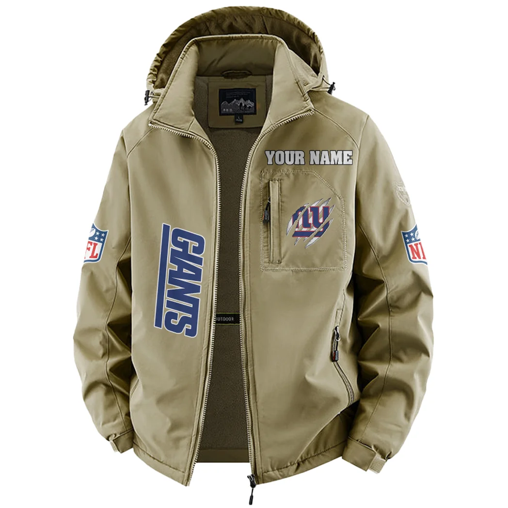 Giant Crew Fleece Windbreaker Jacket, Soft-Shell Active Fleece HVN1438NG - Khaki - Image 2