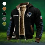 Victory Wings Fleece-Lined Hooded Jacket, Heavyweight Cozy Sport Shell HVN1438NP - Black
