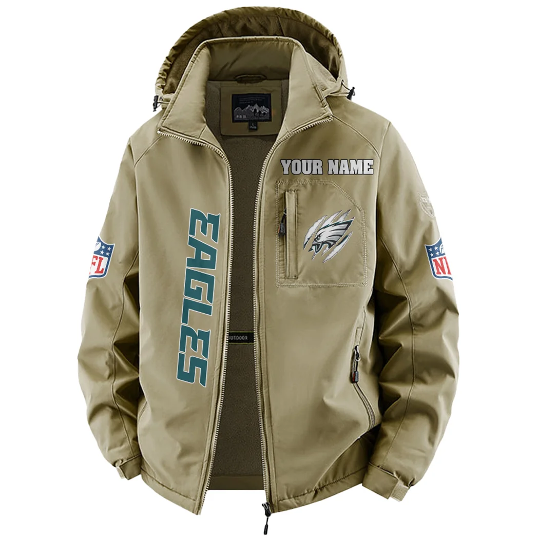 Midnight Talons Fleece Windbreaker Jacket, Midweight Thermal Windbreaker HVN1438PE - Khaki - Image 2