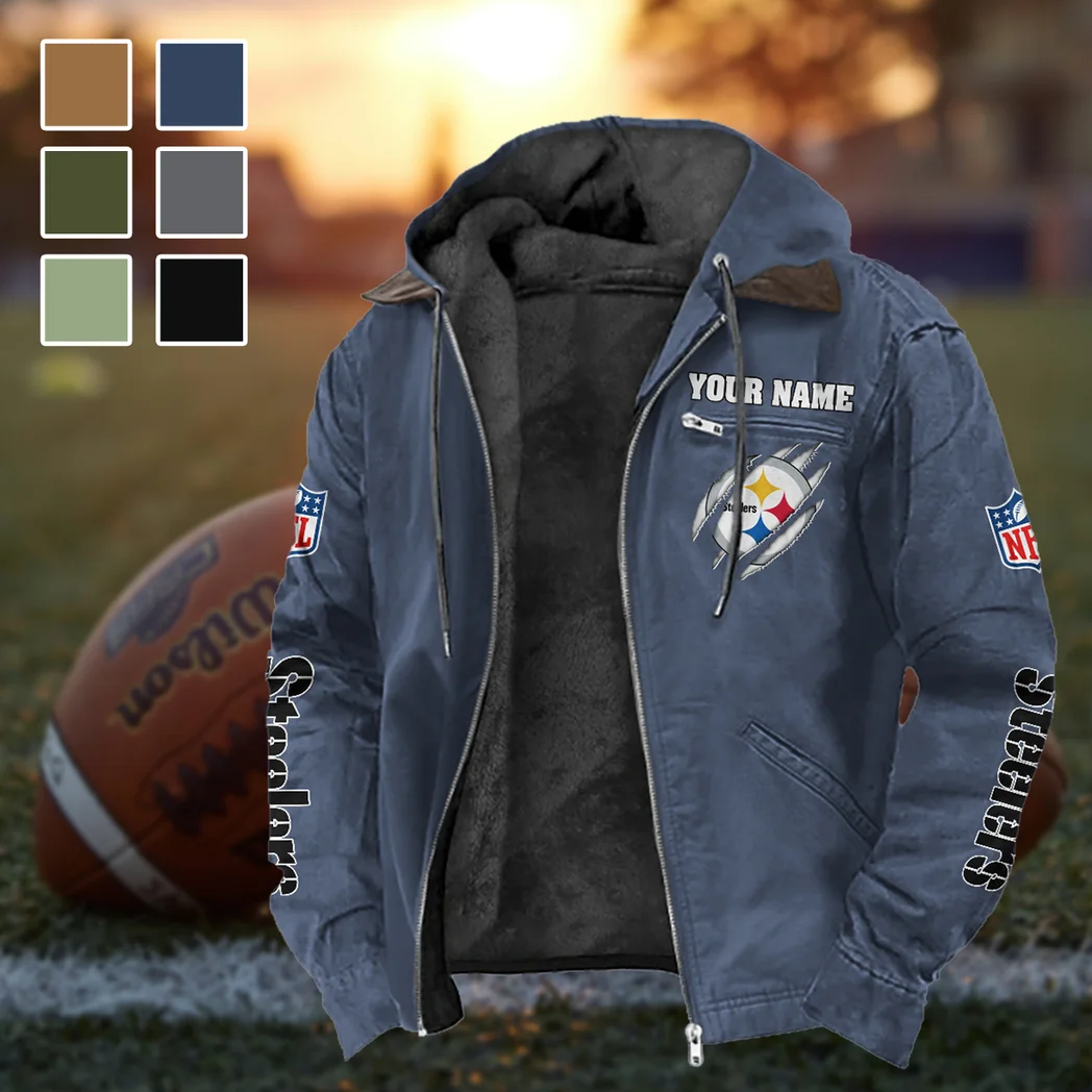 Black Helm Flannel Hoodie, Supporter Spirit Hooded Flannel HVN1438PS - Navy Blue