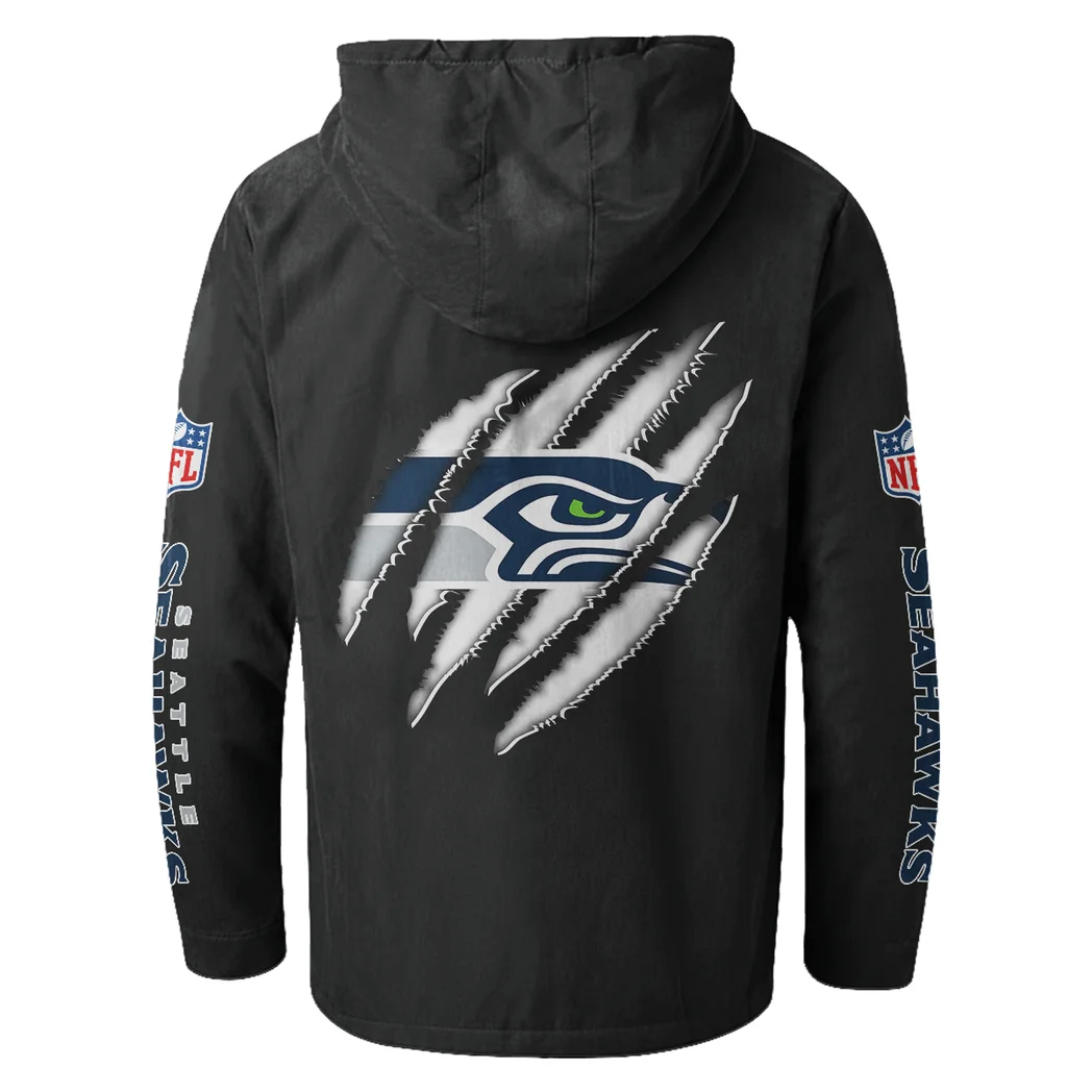 Blue Pride Flannel Hoodie, Classic Flannel Sport Hoodie HVN1438SS - Black - Image 3