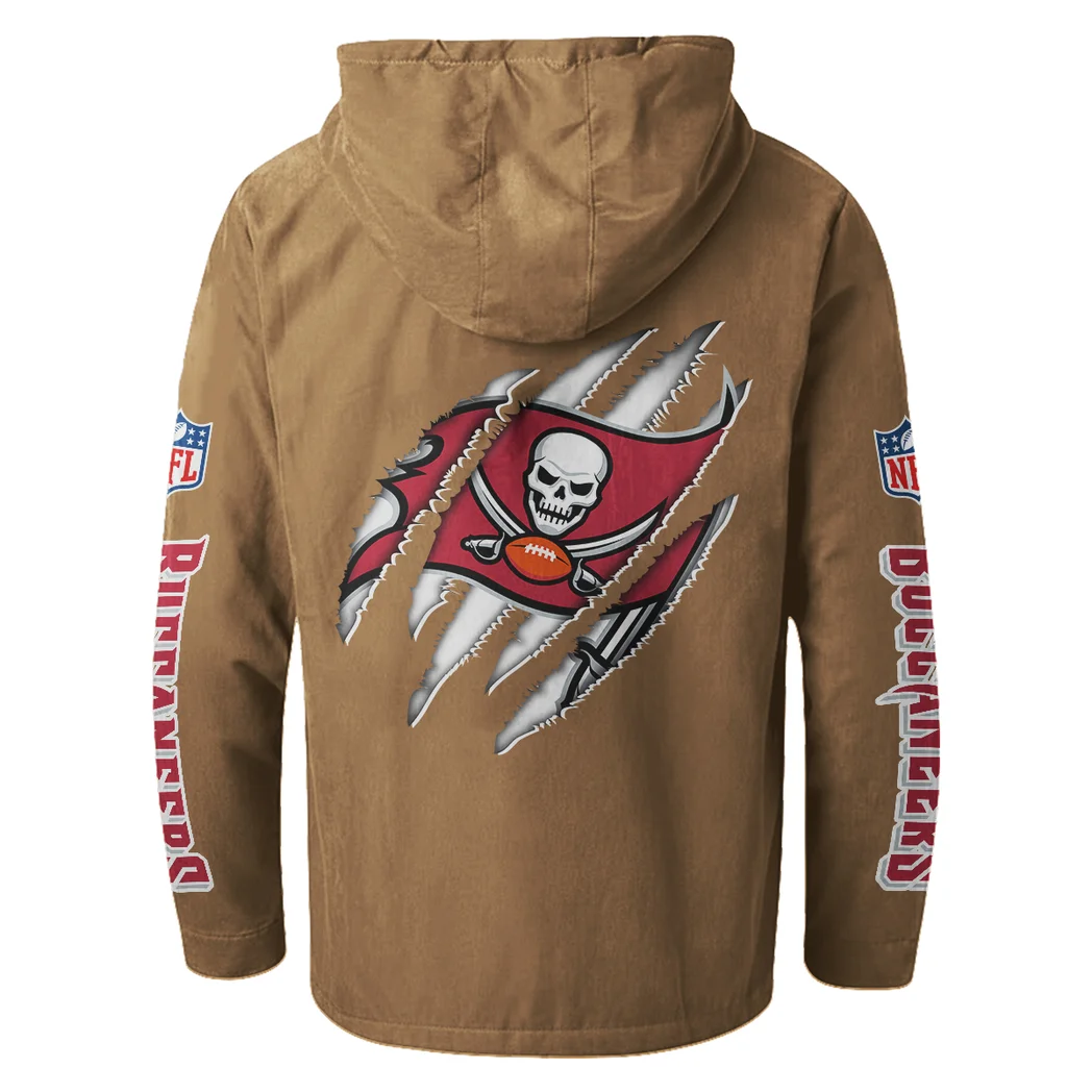 Match Day Raiders Flannel Hoodie, Fan Squad Flannel Hoodie HVN1438TB - Camel - Image 3