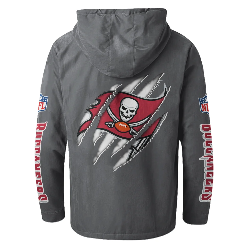 Match Day Raiders Flannel Hoodie, Fan Squad Flannel Hoodie HVN1438TB - Gray - Image 3