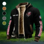 Match Day Raiders Fleece-Lined Hooded Jacket, Soft-Touch Thermal Outerwear HVN1438TB - Black