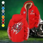 Match Day Raiders Winter Fleece Jacket, Sherpa Lined Winter Fleece HVN1438TB - Red