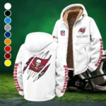 Match Day Raiders Winter Fleece Jacket, Sherpa Lined Winter Fleece HVN1438TB - White