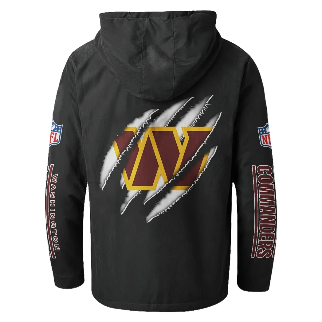 Red Crew Flannel Hoodie, Fan Pride Hooded Flannel HVN1438WC - Black - Image 3