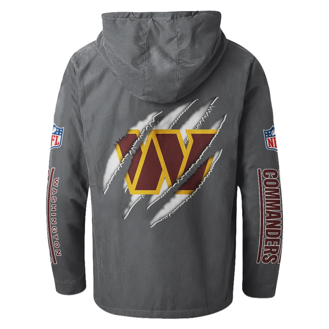 Red Crew Flannel Hoodie, Fan Pride Hooded Flannel HVN1438WC - Gray - Image 3