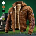 Red Crew Fleece-Lined Hooded Jacket, Modern Athletic Hybrid Parka HVN1438WC - brown