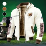Red Crew Fleece-Lined Hooded Jacket, Modern Athletic Hybrid Parka HVN1438WC - White