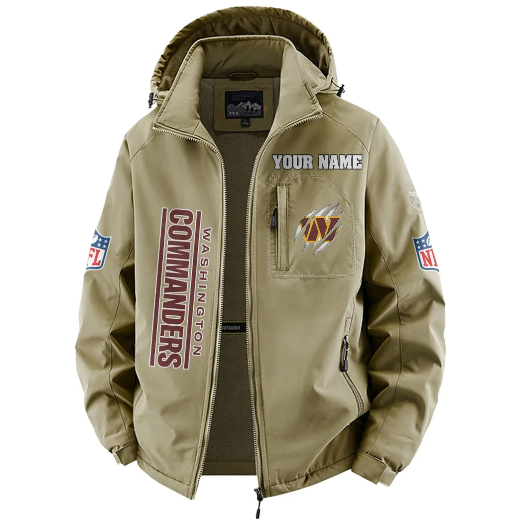 Red Crew Fleece Windbreaker Jacket, Outdoor Activity Defense HVN1438WC - Khaki - Image 2
