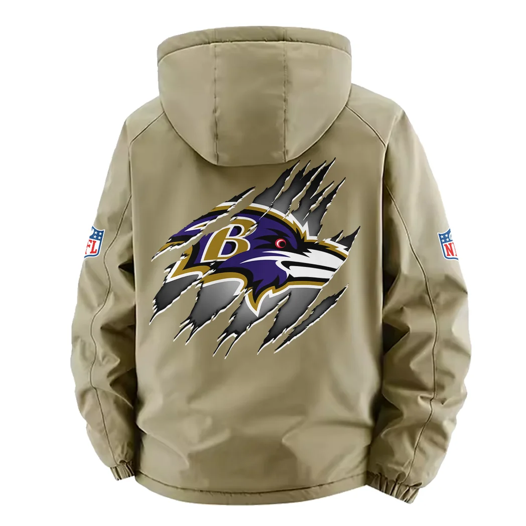 Black Talons Fleece Windbreaker Jacket, Core-Warmth Windbreaker HVN1439BR - Khaki - Image 4