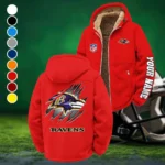Black Talons Winter Fleece Jacket, Insulated Sport Hoody HVN1439BR - Red