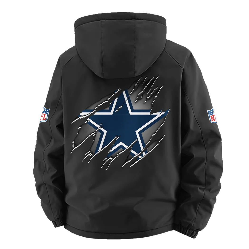 Big D Squad Fleece Windbreaker Jacket, Thermal Wind-Deflector HVN1439DC - Black - Image 4