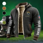 Football Jaguar Crew Fleece-Lined Hooded Jacket, Arctic Protection Hooded Zip HVN1439JJ - Grey