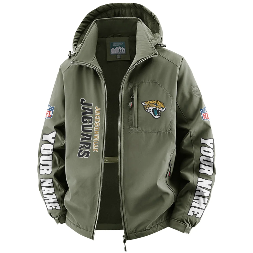Football Jaguar Crew Fleece Windbreaker Jacket, Endurance Sport Barrier HVN1439JJ - Green - Image 2