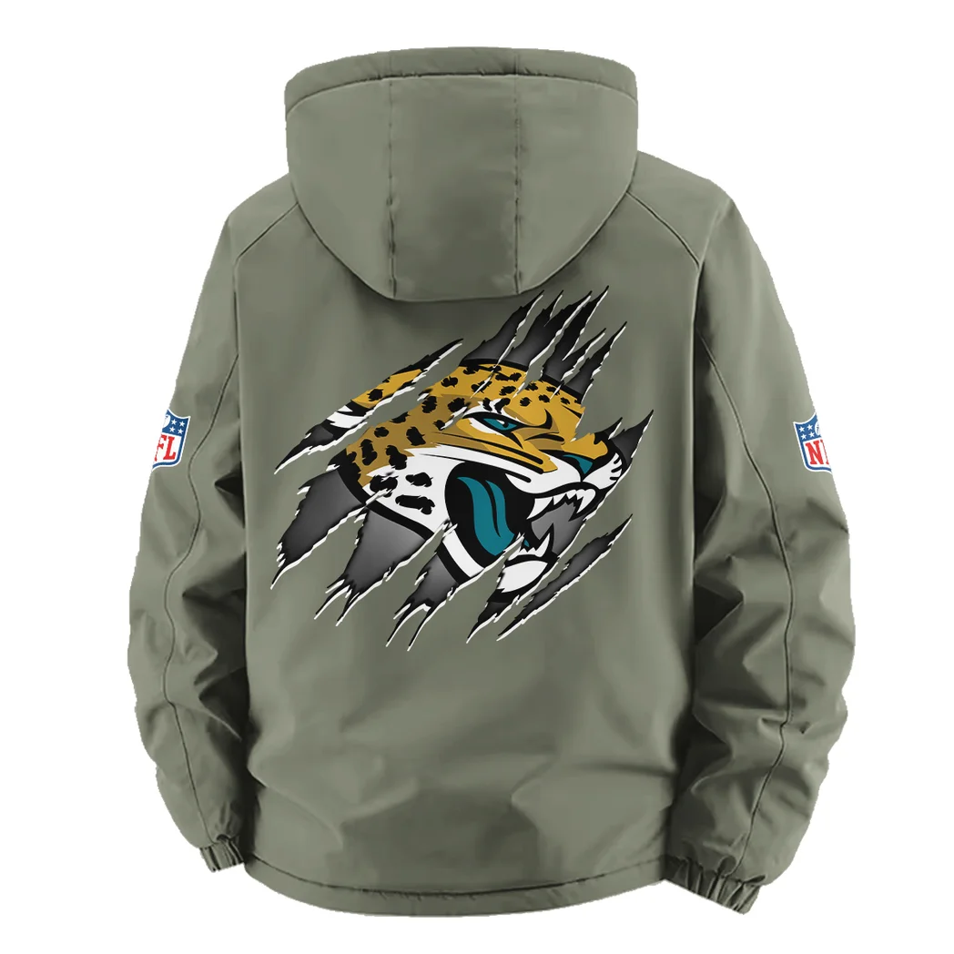 Football Jaguar Crew Fleece Windbreaker Jacket, Endurance Sport Barrier HVN1439JJ - Green - Image 4