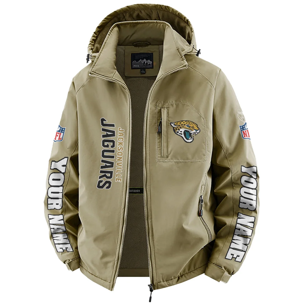 Football Jaguar Crew Fleece Windbreaker Jacket, Endurance Sport Barrier HVN1439JJ - Khaki - Image 2
