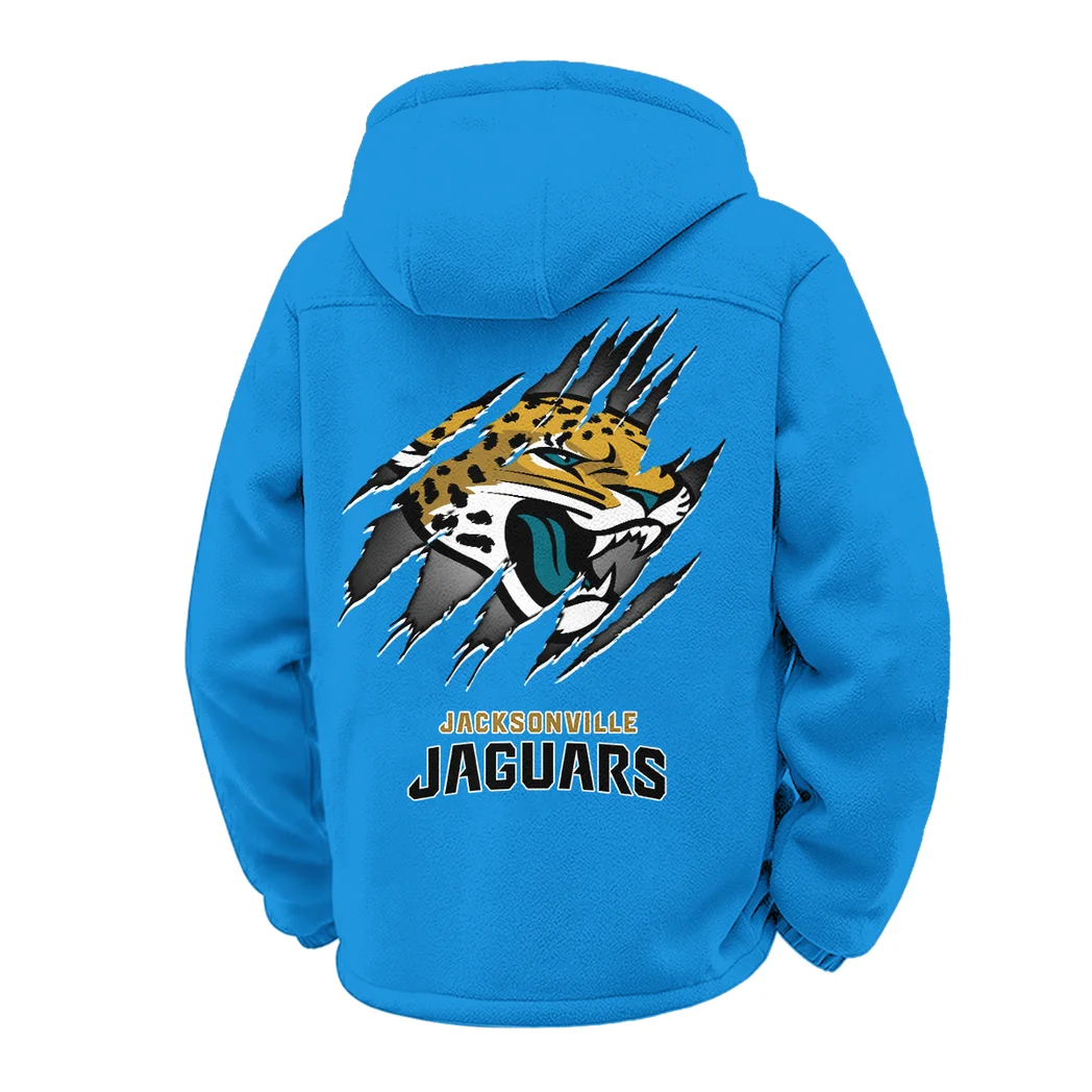 Football Jaguar Crew Winter Fleece Jacket, Snow-Ready Active Fleece HVN1439JJ - Cyan - Image 3