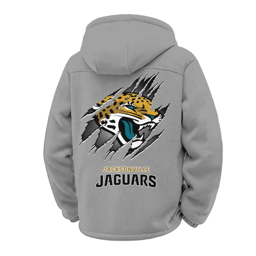 Football Jaguar Crew Winter Fleece Jacket, Snow-Ready Active Fleece HVN1439JJ - Grey - Image 3