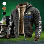 Football Ram Crew Fleece-Lined Hooded Jacket, Water-Resistant Thermal Hoody HVN1439LA - Grey