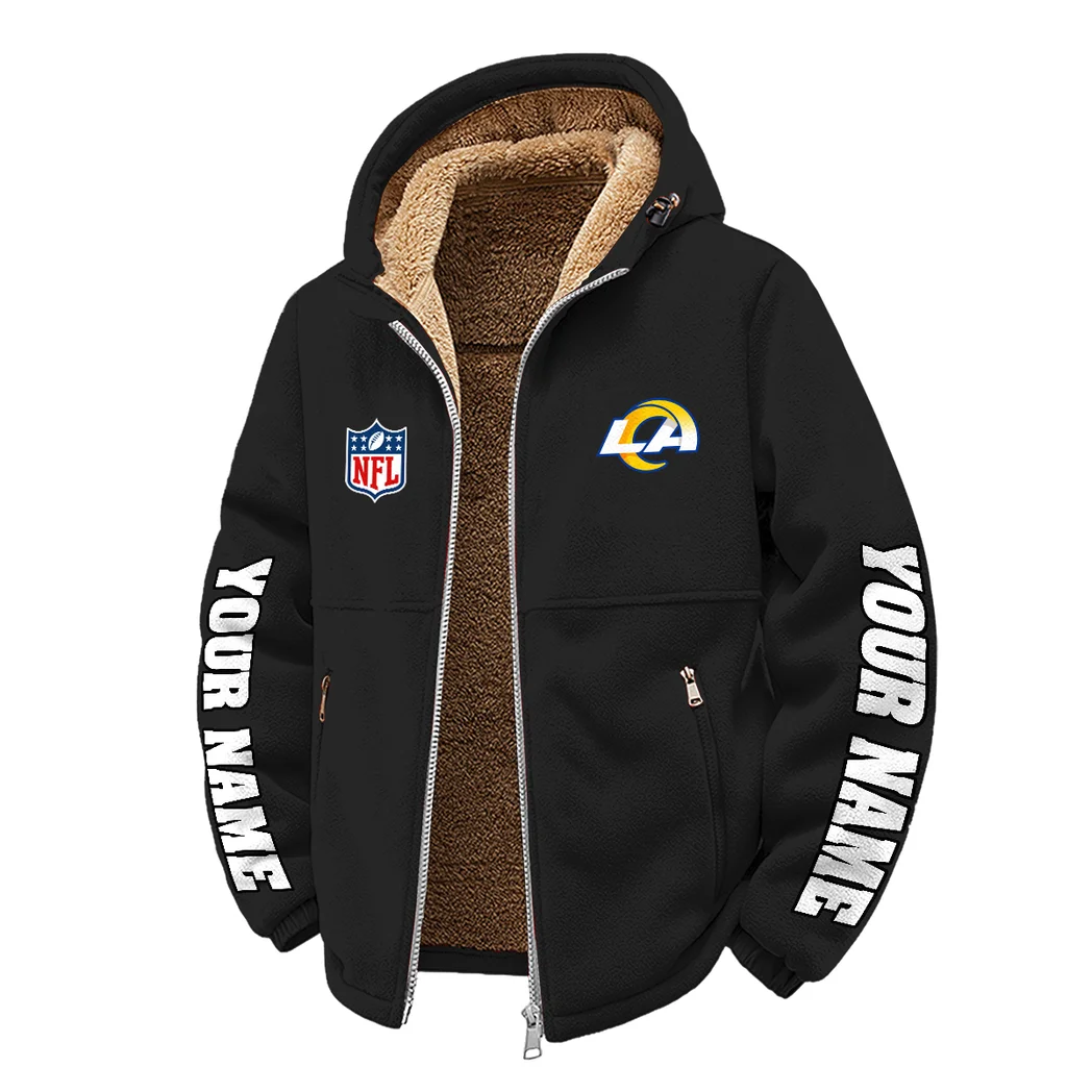 Football Ram Crew Winter Fleece Jacket, Cold Weather Hiking Fleece HVN1439LA - Black - Image 2