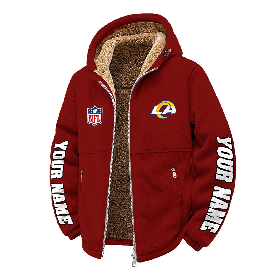 Football Ram Crew Winter Fleece Jacket, Cold Weather Hiking Fleece HVN1439LA - Wine - Image 2